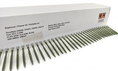 Ленточные саморезы H&H PH2 4.2x55mm (Ruspert Green, дерево-дерево 1000 шт)