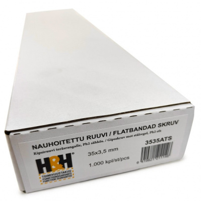 Ленточные саморезы H&H PH2 3.5x35mm (Цинк, ГКЛ-металл 1000 шт)