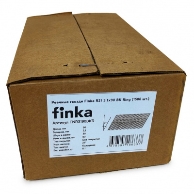 Реечные гвозди Finka R21 3,1x90 BK Ring (1500 шт)