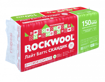 Утеплитель Роквул Лайт Баттс Скандик 150х600х1200 мм